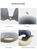 Oreiller de voyage en mousse à mémoire de forme en forme de U avec bouton en tissu peluche cristal personnalisé