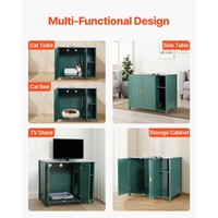 Armoire de toilette pour animaux de compagnie multifonctionnelle vert foncé moderne à double porte avec compartiment de rangement latéral, vente en gros d'usine