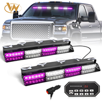 Luces Estroboscópicas de Emergencia para Tablero, Luz de Seguridad Blanca y Morada, 48 LED, Luz Intermitente de Advertencia de Peligro, Barra de Luz Interior para Parabrisas
