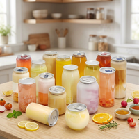 Bouteilles de boisson rondes jetables transparentes en PET les plus populaires 250ml 330ml 500ml avec anneau d'ouverture, canettes transparentes en PET pour sodas et boissons gazeuses