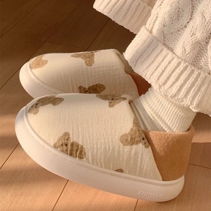 XIXITIAO 2026 Pantuflas para Mujer, Lindas Pantuflas de Algodón con Estampado de Oso, Suela Suave Antideslizante de <span class=keywords><strong>EVA</strong></span>, Pantuflas Casuales de Interior para Primavera - Product Image 5