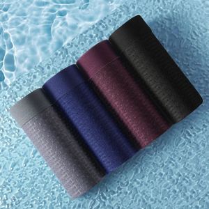 YUSEN BVD7490 Factory Direct Men's Mid-Rise Ice Silk Breathable Mesh Summer Solid Color Knitted <b>Polyester</b> <b>Boxer</b> Shorts Underwear - Product Image 4