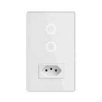 Prise intelligente Wi-Fi BR 1 ou 2 voies avec interrupteur, 20A, verre trempé, cadre métallique doré, contrôle à distance par application, compatible Google Alexa