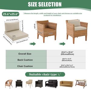 Waterproof Detachable Cover Outdoor <strong>Chair</strong> Cushions Patio Furniture Set Seat Couch Cushion Pillow Lumbar Pillows Seat Cushions - Product Image 3