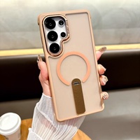 Funda Magnética de Lujo con Anillo y Soporte para S24 Ultra/Plus/S25 Ultra, TPU+PC+Metal, Antigolpes, Antihuellas, con Cojín de Aire, Inalámbrica