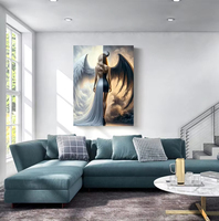 Usine en gros professionnel noir et blanc ange toile mur Art moderne créatif décoration murale cristal porcelaine impression