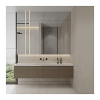 Lavabo moderne en marbre Mdf Pvc en bois durable, étanche à l'eau, lavabo double vasque, salle de bain