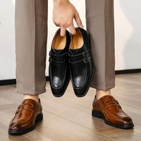 Chaussures pour hommes en cuir véritable à double boucle, décontractées et habillées, pour affaires, bureau, mariage, vente en gros