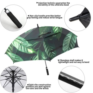 Custom Logo Outdoor Double Layer 190T Pongee Windproof Protection Straight Golf <b>Umbrella</b> Semi-<b>Automatic</b> Opening Black Fiberglass - Product Image 3
