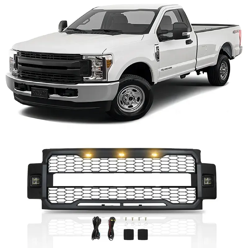Spedking 2017 2018 2019 2020 Raptor Accessories Parts Front Car Grille With Light for FORD F250 f350 f450 Grille