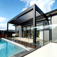 Pergola bioclimatique pour terrasse extérieure, toit à lames orientables motorisé, pergola à lames motorisées