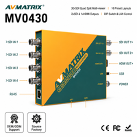 AVMATRIX MV0430 Multiviewer 4 canaux 3G-SDI avec sortie HDMI/SDI, réduction d'échelle et mesureur audio pour la post-production de diffusion