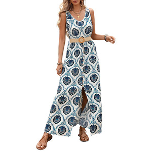 Новое пляжное платье без рукавов 2026 года, прямое, А-силуэта, с разрезом по низу, для женщин - Product Image 5