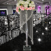 Support de fleurs en cristal de luxe 80 cm, centre de table de mariage, support de vase en forme de lustre, décoration décorative