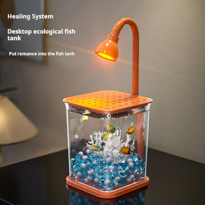 Modern 5W Power LED Lighting Plastic <strong>Acrylic</strong> <strong>Rectangular</strong> Mini Desktop Fish Tank Eco-friendly Beautiful Home <strong>Aquarium</strong> Accessory - Product Image 4