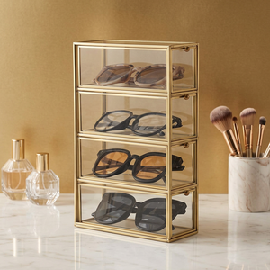 Modern Rectangle Glass Metal Multi-tier Luxury Style <b>Storage</b> Organizer for Home Decoration - Product Image 2