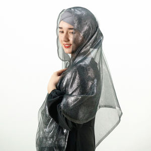 Nouvelles Écharpes en Tissu Métallique Brillant, Organza Doré, Satin Scintillant, Hijab en Georgette Brillante, Foulards en Polyester, Châle en Mousseline - Product Image 5