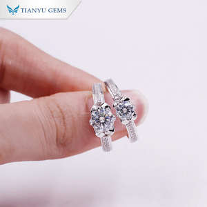 Tianyu Elegant Flower Halo Silver <b>Moissanite</b> <b>Ring</b> 0.5ct and 1ct Evening Party and Formal Event Accessory - Product Image 3