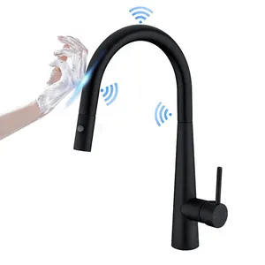 High Quality Brass Single Handle Touch Kitchen Faucet Sensor Kitchen Tap Black Pull Down Smart Touch Kitchen Sink Faucet