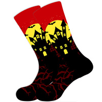 Chaussettes d'Halloween Citrouille et Fantôme, Nouvelle Tendance Mode, Colorées, Amusantes, avec Logo Original, Chaussettes Montantes pour Hommes, Vente en Gros