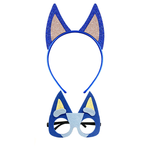 Vente en gros Blueys <span class=keywords><strong>et</strong></span> <span class=keywords><strong>bingo</strong></span> famille accessoire <span class=keywords><strong>dessin</strong></span> <span class=keywords><strong>animé</strong></span> paillettes Blueys chien oreilles bandeaux avec lunettes pour enfants fête Cosplay - Product Image 3