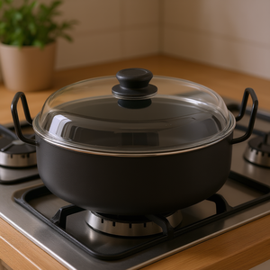 RIESS Grandma's Braising <b>Pan</b> With Glass Lid 3.5 Qt For Stovetop And Oven Use - Product Image 3