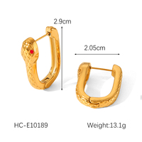 Pendientes de Aro H&C Clásicos de Acero Inoxidable con Baño de Oro de 18K, Diseño de Serpiente, Forma de U, Estilo Gótico, Hipoalergénicos e Impermeables