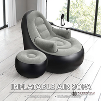 Chaise de Canapé de Loisirs Gonflable avec Bras de Support Chaise de Sol Portable Chaise Lounge pour Usage Intérieur Extérieur