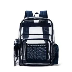 Brand Designer Pvc Backpack Trendy Waterproof Transparent Backpack Portable Clear Girls School Bag