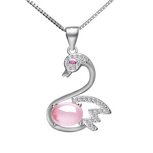 <span class=keywords><strong>สร้อย</strong></span>คอรูปหงส์คริสตัลทองแดงสีชมพูเครื่องประดับสร้อยคอรูปหงส์ประดับเพชรสร้อยคอแฟชั่นจี้รูปสัตว์ - Product Image 4