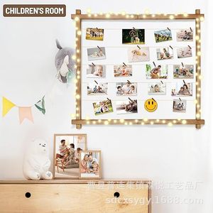 Wooden Photo <b>Display</b> Rack Rectangle <b>Wall</b> Mounted For Living Room Christmas Decoration Artwork <b>Display</b> Board - Product Image 4