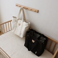 Sac à langer de maternité de grande capacité Sac fourre-tout minimaliste en toile Sac pour maman Sac pour poussette Sac suspendu pour bébé Sac organisateur