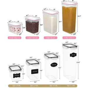 Grain Pantry Sealed Organizer Clear Pp Cereal Food Container Box Kitchen Plastic Airtight Food Storage Containers Set With Lid