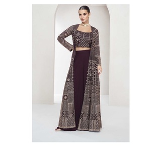 คอลเลคชั่นใหม่เสื้อครอปพาลาซโซแบบตะวันตกสำหรับผู้หญิงชุดปาร์ตี้และชุดเทศกาล - Product Image 1