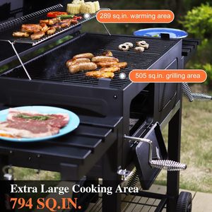 <span class=keywords><strong>Barbecue</strong></span> au <span class=keywords><strong>charbon</strong></span> de bois extra large, robuste, avec <span class=keywords><strong>chariot</strong></span> extérieur, plateaux à <span class=keywords><strong>charbon</strong></span> et table latérale pliable - Product Image 2