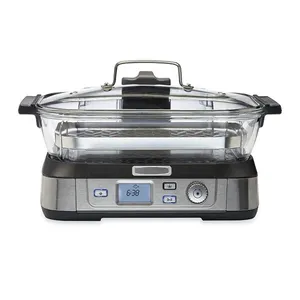 New design 2000W indoor korean barbecue grill smokeless panini sandwich press digital contact electric grills with glass steamer