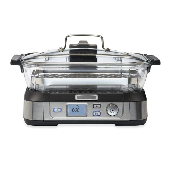 New Design 2000W Indoor Korean Barbecue Grill Smokeless Panini Sandwich Press Digital Contact Electric Grills with Glass Steamer