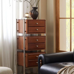 Mueble auxiliar de madera maciza con cajones, gabinete de almacenamiento multifuncional para sala de estar - Product Image 1