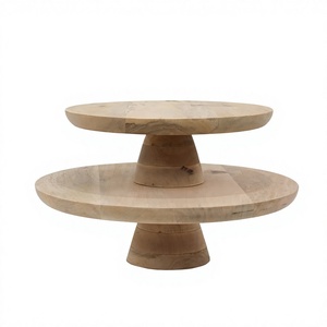 Round Wood Eco-Friendly Dishwasher Safe 1 Piece Handmade Pedestal <b>Cake</b> <b>Stand</b> <b>Set</b> - Product Image 3