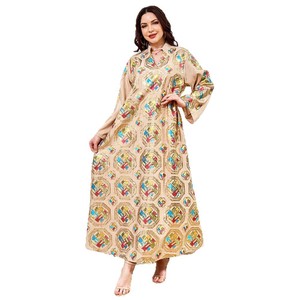 Abito Elegante OEM/ODM per Donne Turche, Ricamato con Paillettes Scintillanti, Moda Turca Lussuosa e Non Trasparente per l'Eid - Product Image 5