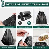 Sacs poubelle de cuisine écologiques personnalisés en LDPE, LLDPE, HDPE, 13 gallons, biodégradables, en plastique noir, avec cordon de serrage, rouleau de sacs poubelle noirs