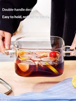 Pot en verre borosilicate de haute qualité à double poignée, sans revêtement, design épuré – Compatible avec les plaques de cuisson électriques et céramiques à flamme directe