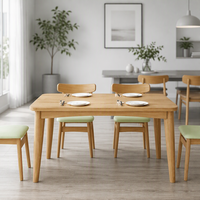 Table à manger rectangulaire en bois massif de style nordique, couleur bois naturel, pour la maison, la salle à manger, le restaurant