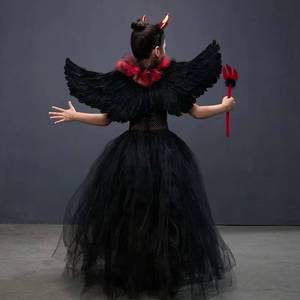 Costume de démon vampire pour enfants, robe de fille pour fête, carnaval, Halloween, avec bandeau et ailes, vente flash MS - Product Image 5