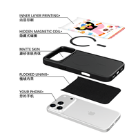 Coque de téléphone AG Feeling Black Edge avec motif doré et grille pour iPhone 17, 17 Pro Max, 16 Pro, 15, 15 Pro Max – Coque magnétique