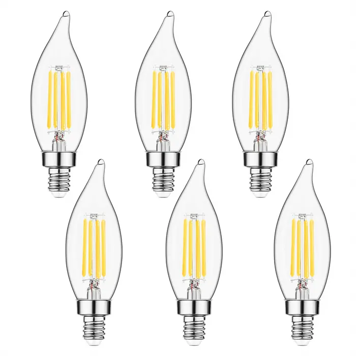 wholesale Hot Sales E12 E26 Candelabra LED Light Bulbs Flame Tip Vintage LED Filament Candle Bulb