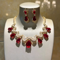Ensemble collier et boucles d'oreilles XM S211 en cuivre plaqué platine avec fleurs en cristal pour femmes, bijoux haut de gamme pour mariage et fiançailles