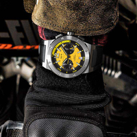Montre automatique pour homme I&W, cadran jaune, chronographe, affichage de la date, bracelet sport, montre mécanique, vente flash