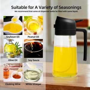 Bouteille Distributrice d'Huile d'Olive 2-en-1 en Verre Premium 16oz/470ml avec Pulvérisateur, Outil de Cuisine - Product Image 4