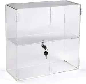 Factory Wholesale Custom Clear Acrylic Storage Display Box With Lock Acrylic Tabletop Showcase Acrylic Cabinet